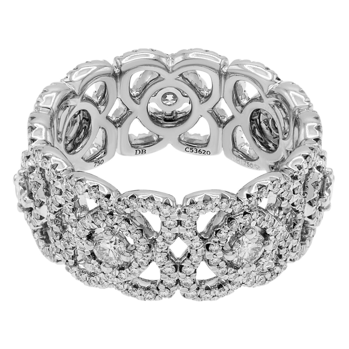 De Beers 18K White Gold Diamond Enchanted Lotus Band Designer Jewellery De Beers