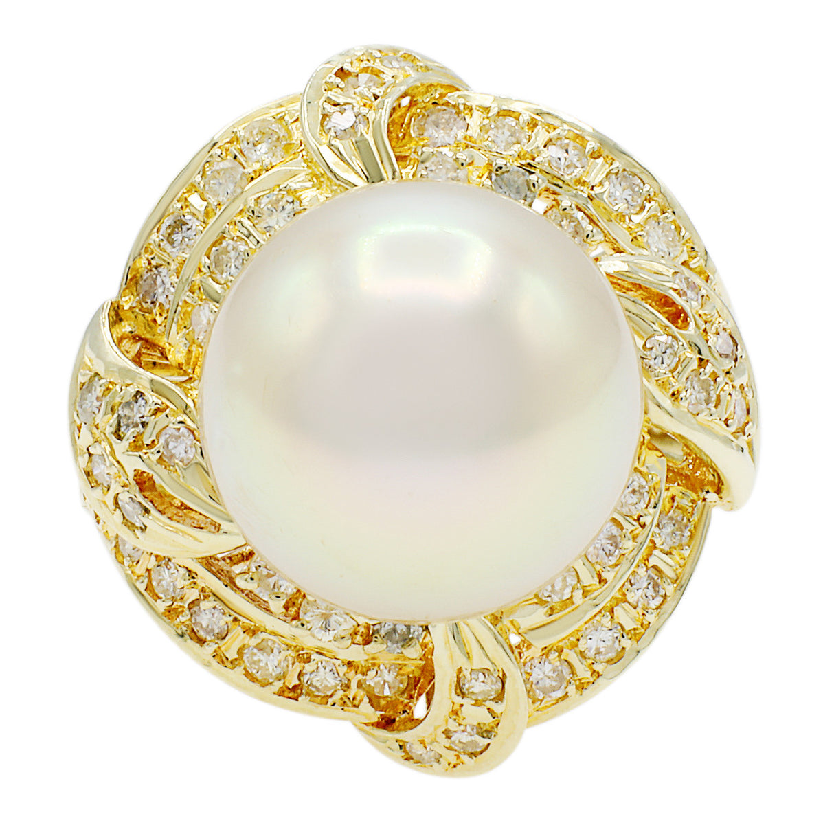 14K Yellow Gold South Sea Pearl Diamond Ring Fine Jewellery Modaselle