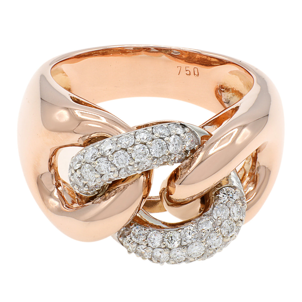 18K Rose Gold 0.76 Carat Diamond Link Ring Modaselle