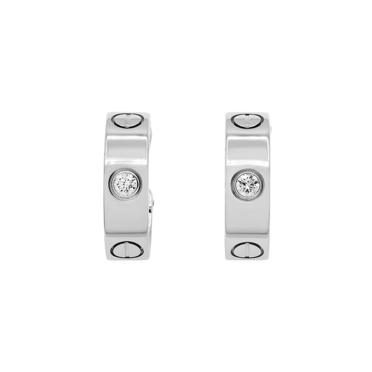 Cartier 18K White Gold Diamond Love Earrings Designer Jewellery Cartier