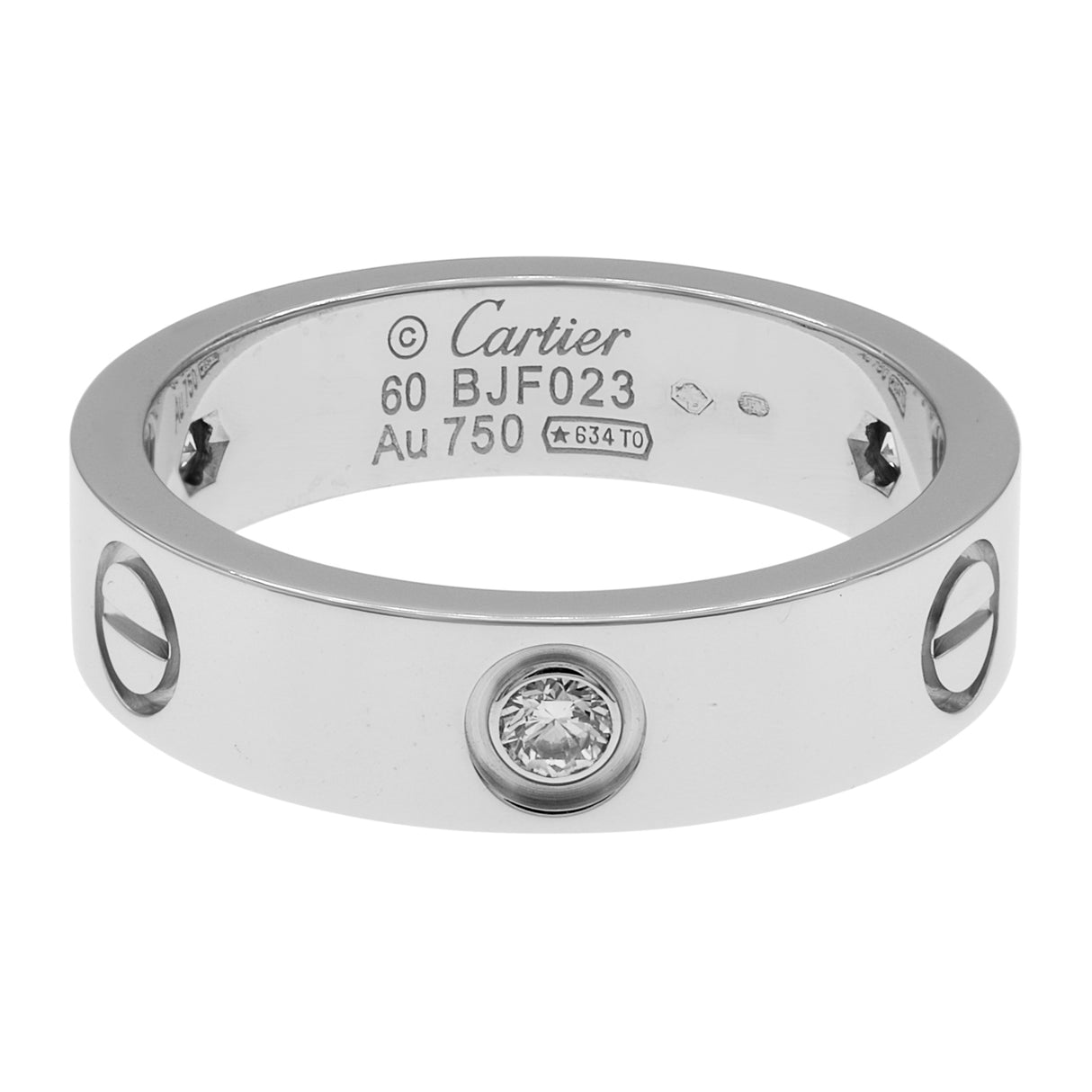 Cartier 18K White Gold 3 Diamond Love Ring Designer Jewellery Cartier