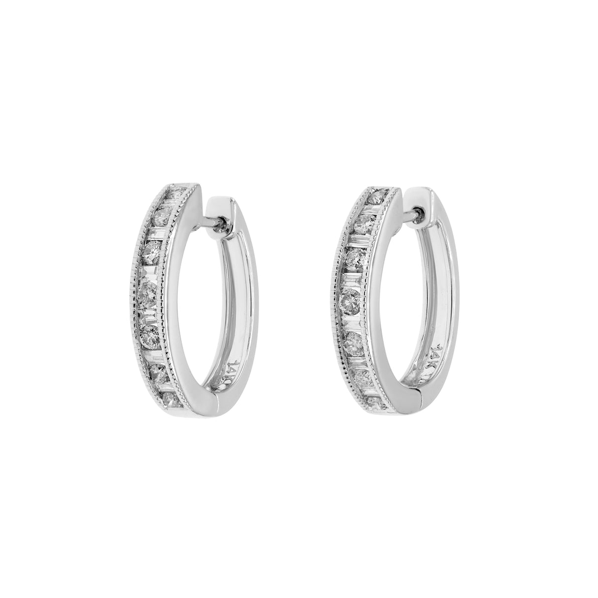 14K White Gold 0.52 Carat Diamond Hoop Earrings Fine Jewellery Modaselle