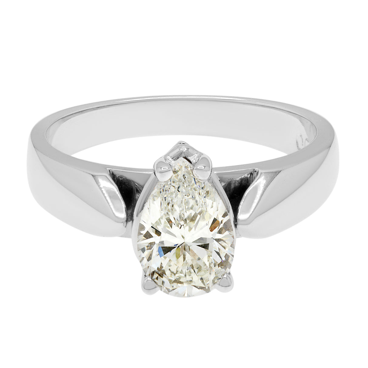 18K White Gold 1.16 Carat Pear Diamond Solitaire Ring Fine Jewellery Modaselle