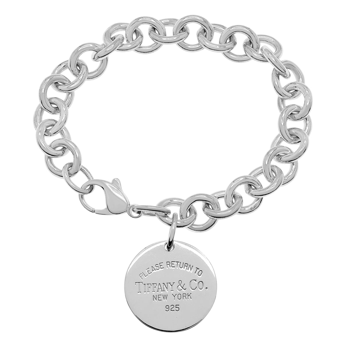 Tiffany & Co. Sterling Silver Return to Tiffany Round Tag Charm Bracelet Designer Jewellery Tiffany and Co