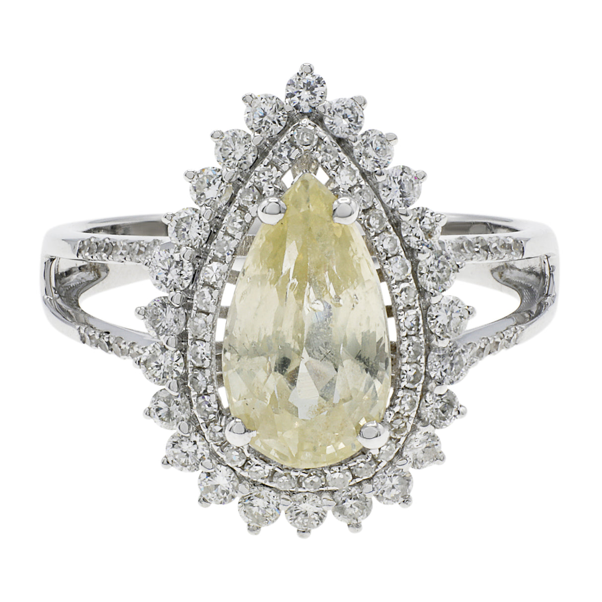 18K White Gold 2.37 Carat Yellow Sapphire Ring Fine Jewellery Modaselle