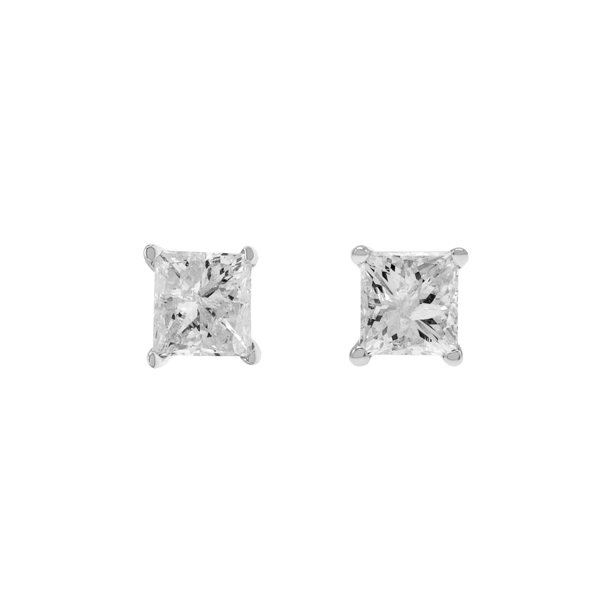 14K White Gold 0.76 Carat Princess Diamond Earrings Fine Jewellery Modaselle