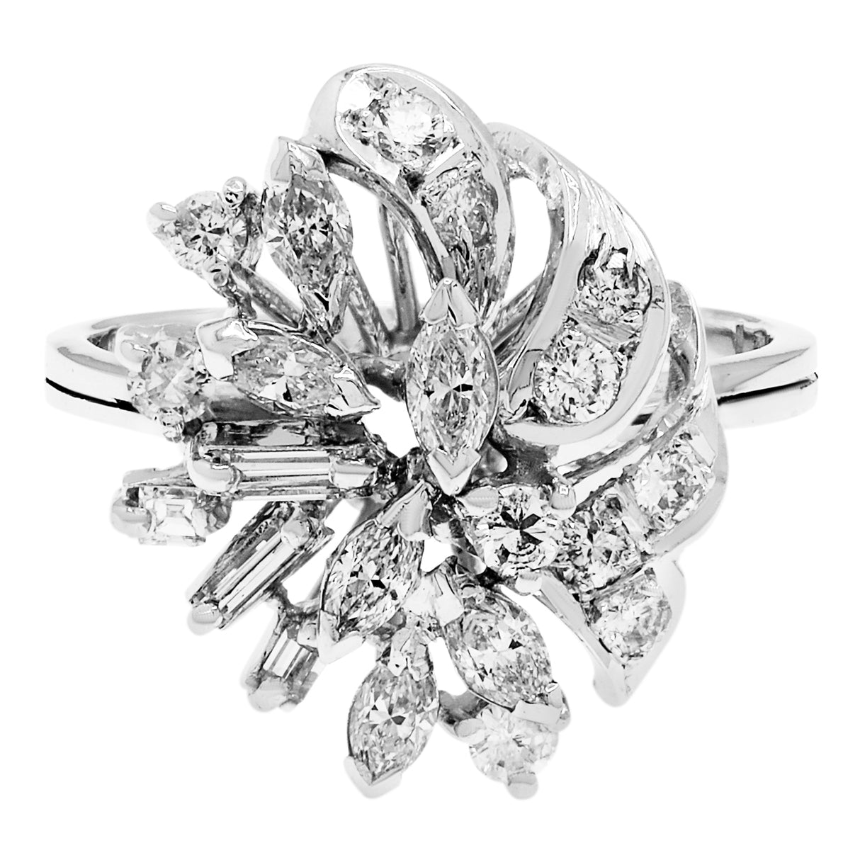14K White Gold 0.74 Carat Cluster Ring Fine Jewellery Modaselle