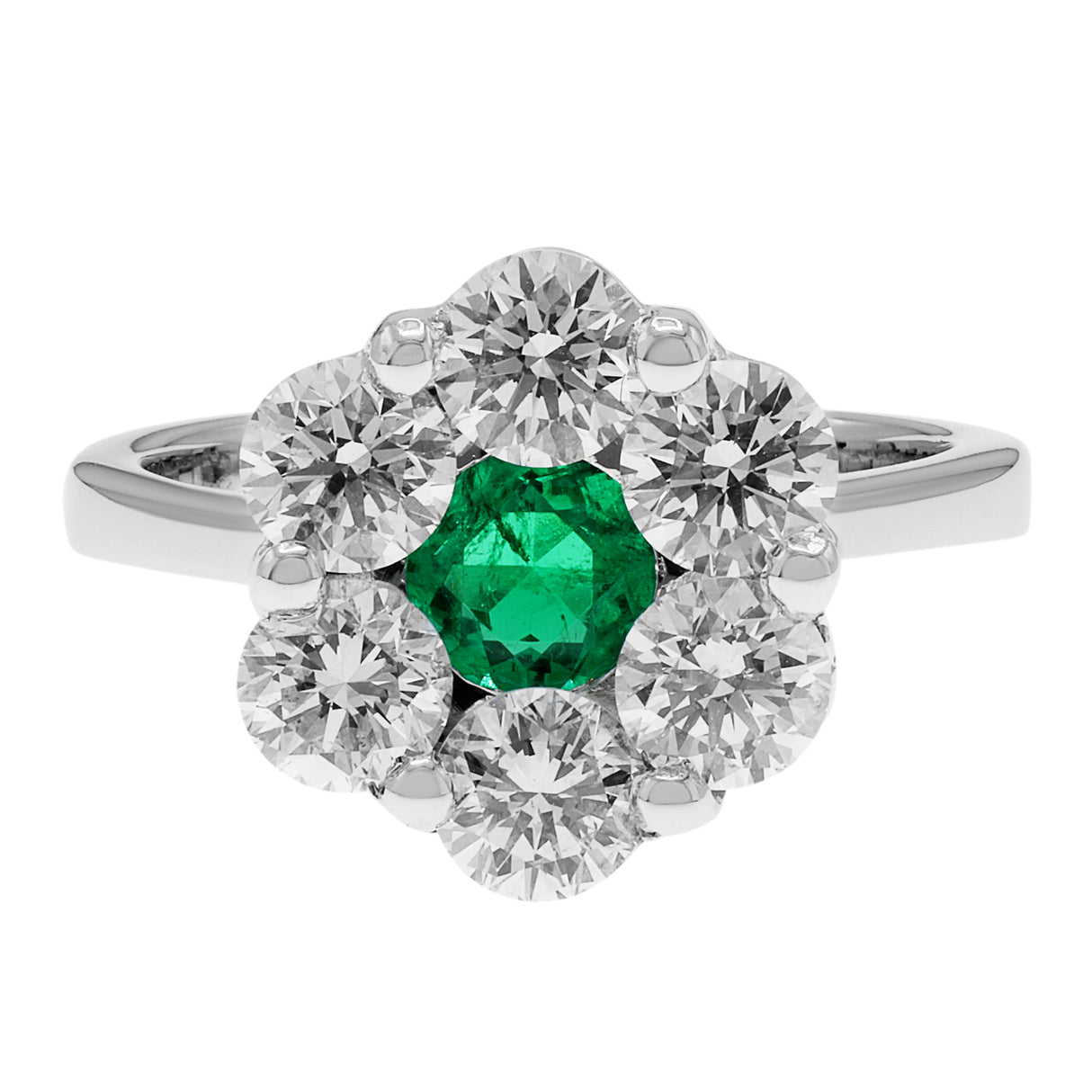 18K White Gold 0.43 Carat Emerald Blossom Diamond Ring Fine Jewellery Modaselle