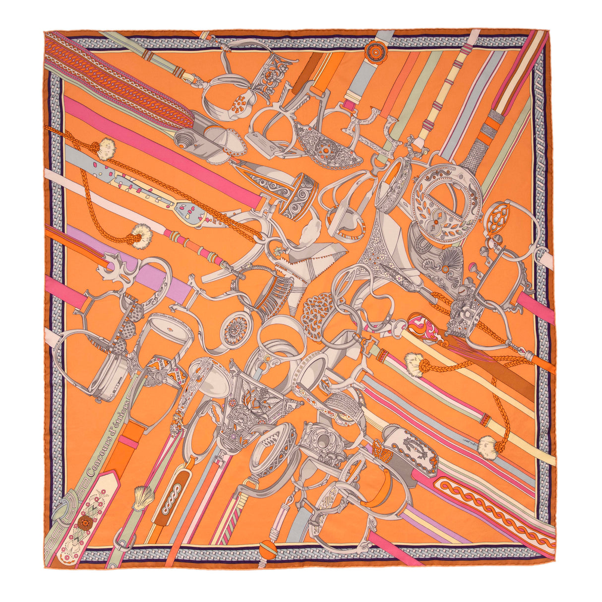 Hermes Silk Concours d'Etriers Wash Scarf 90 Accessories Hermes
