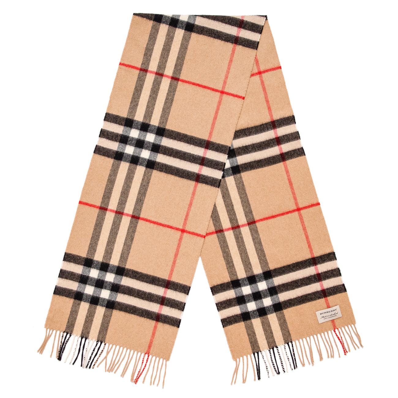 Burberry Cashmere Giant Check Fringe Scarf – Modaselle