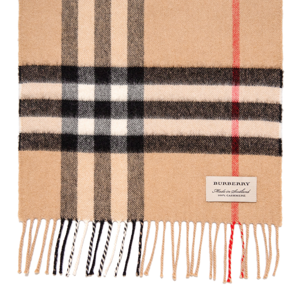Burberry Cashmere Giant Check Fringe Scarf Accessories Burberry