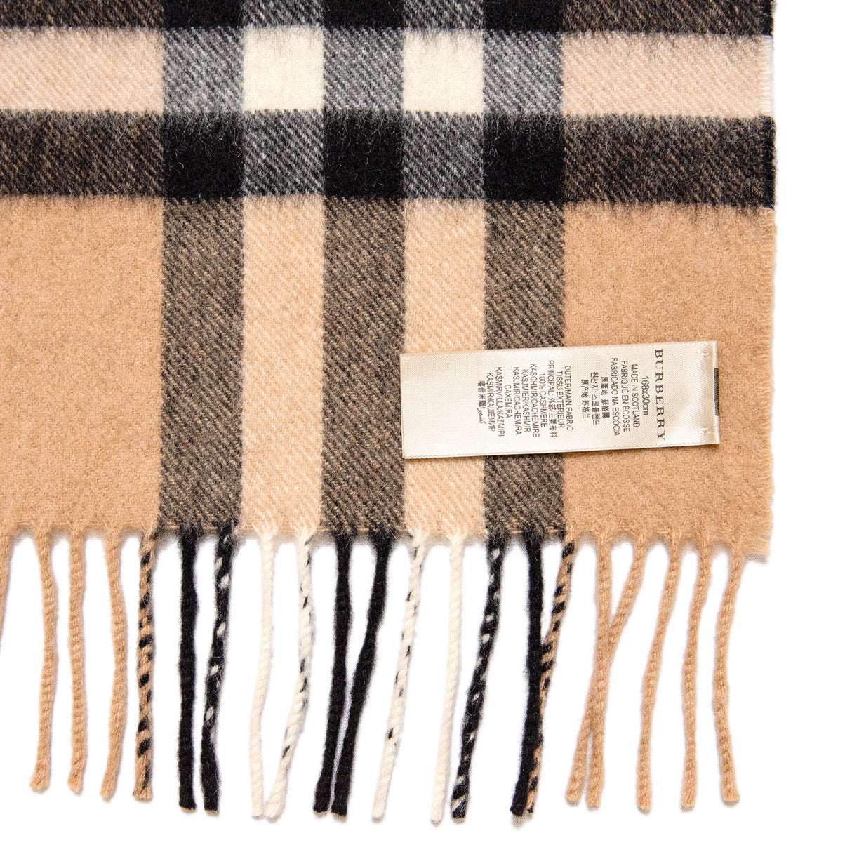 Burberry Cashmere Giant Check Fringe Scarf Accessories Burberry
