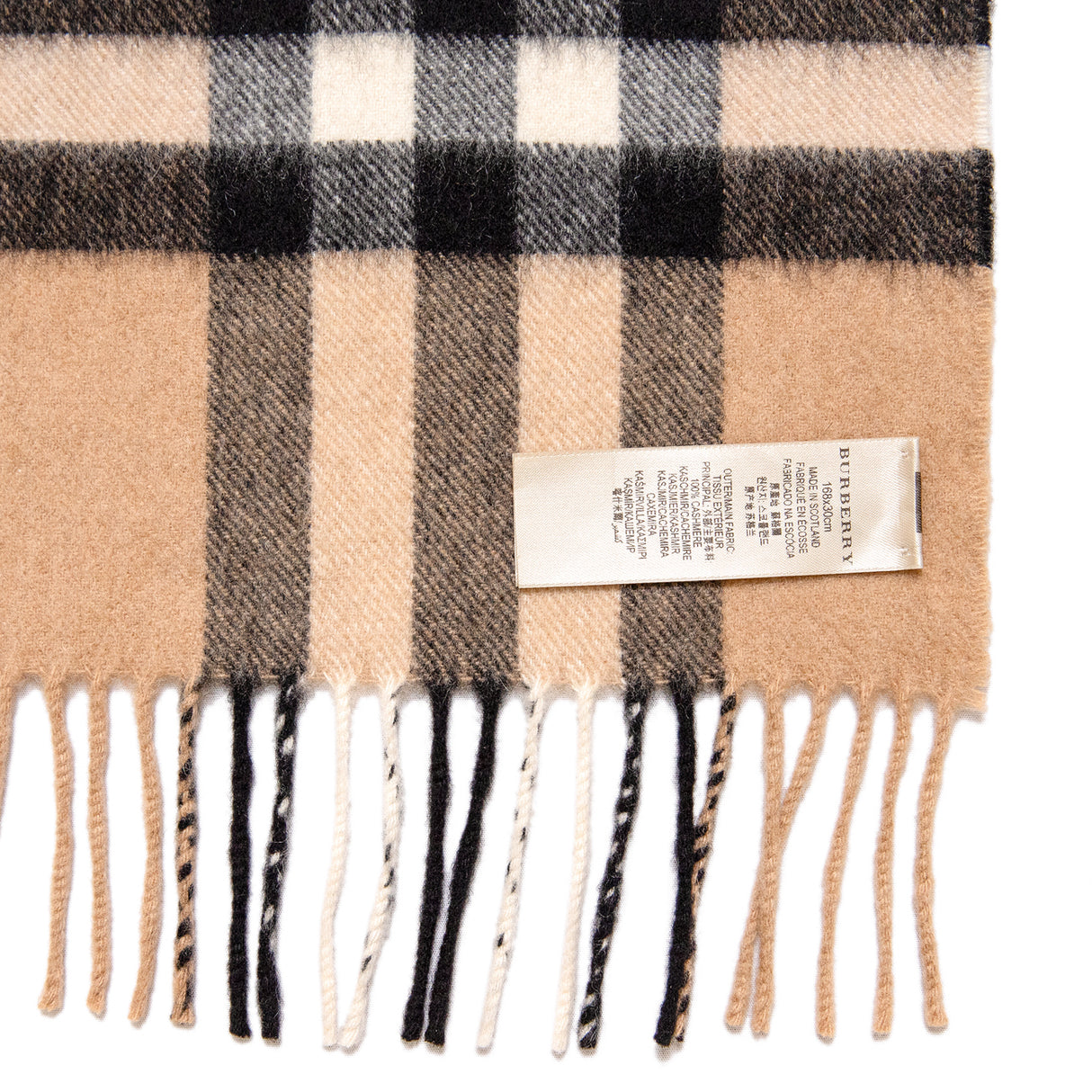 Burberry Cashmere Giant Check Fringe Scarf Accessories Burberry