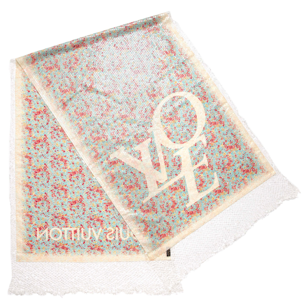 Louis Vuitton Cotton Sequin 'LOVE' Floral Stole Accessories Louis Vuitton