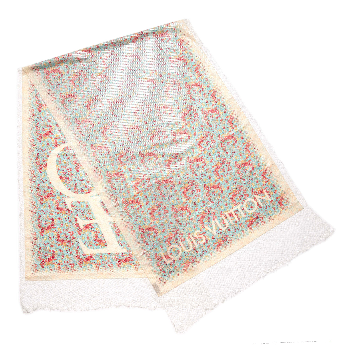 Louis Vuitton Cotton Sequin 'LOVE' Floral Stole Accessories Louis Vuitton
