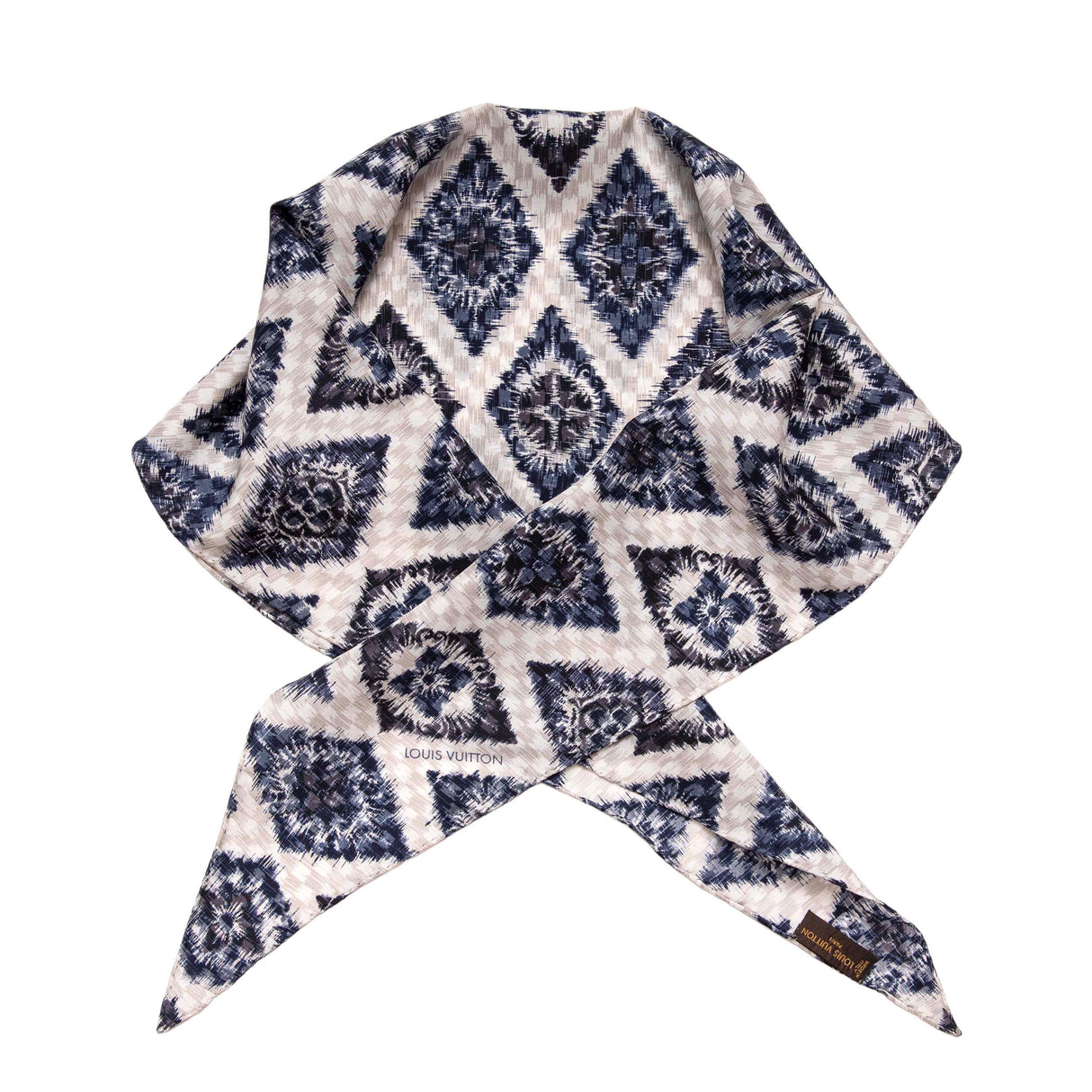 Louis Vuitton Blue White Monogram Silk Scarf Accessories Louis Vuitton