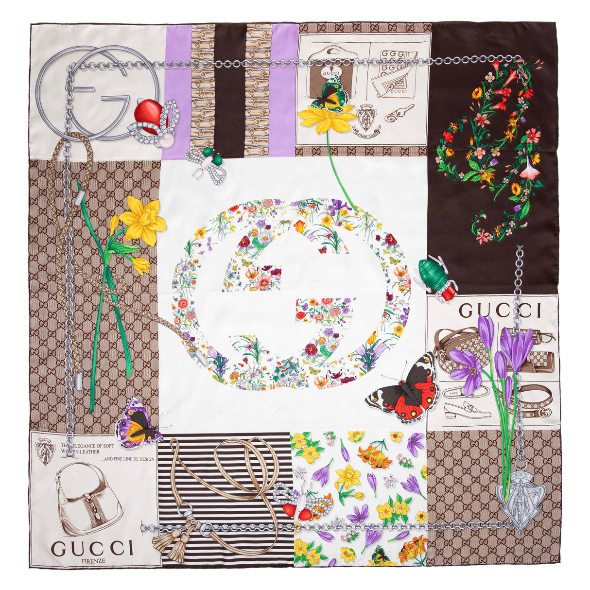Gucci Silk Monogram Square Scarf Accessories Gucci