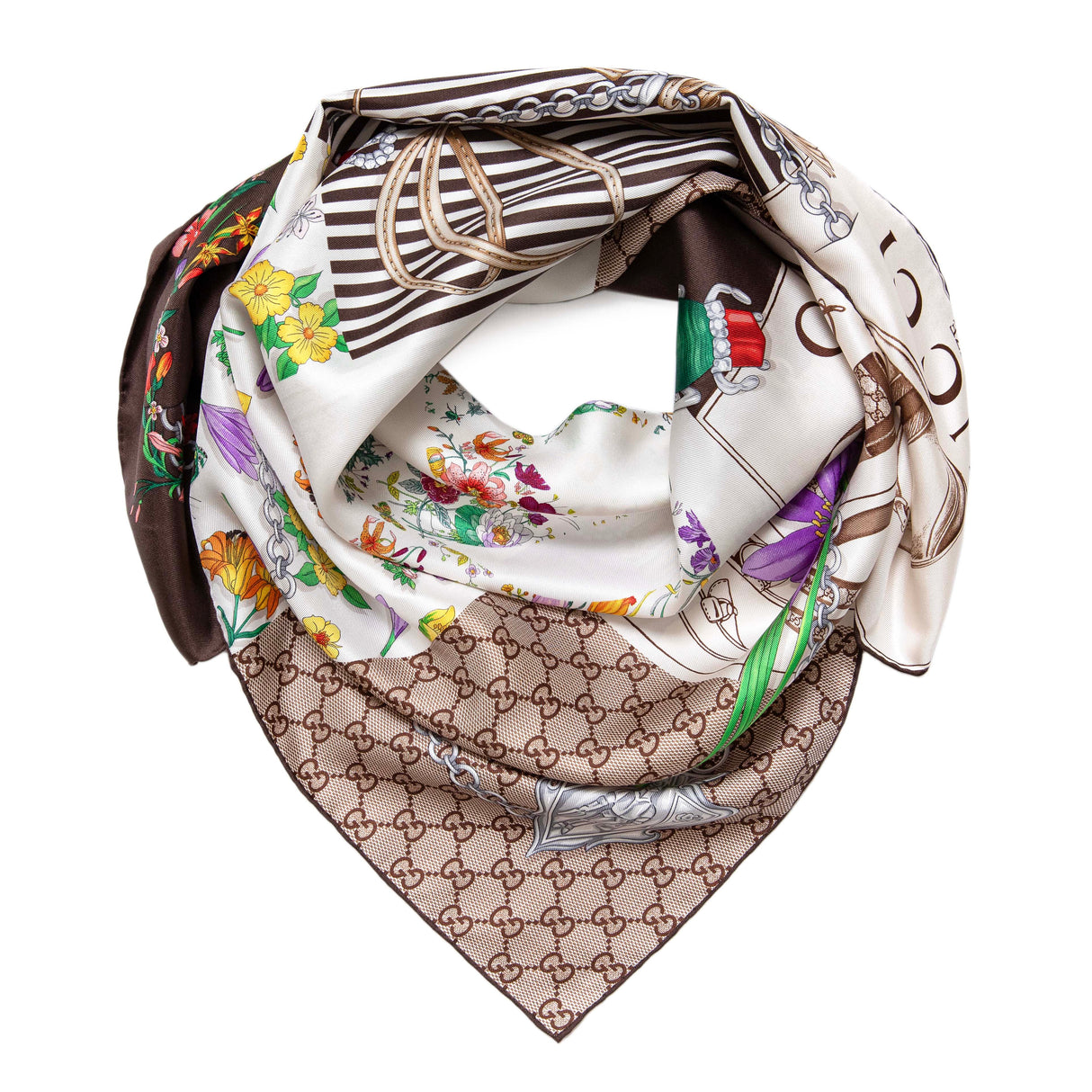 Gucci Silk Monogram Square Scarf Accessories Gucci