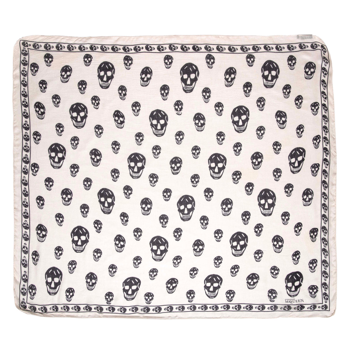 Alexander McQueen Ivory Silk Skull Scarf Accessories Alexander McQueen