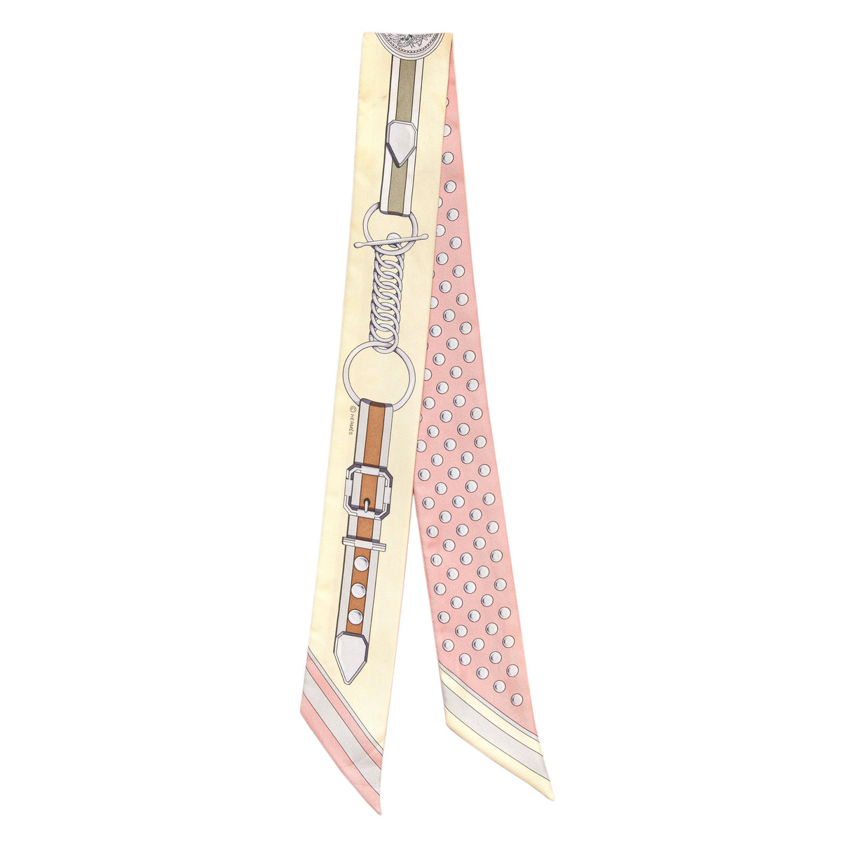 Hermes Rose Poudre Jaune Silk Grand Tralala Twilly Accessories Hermes