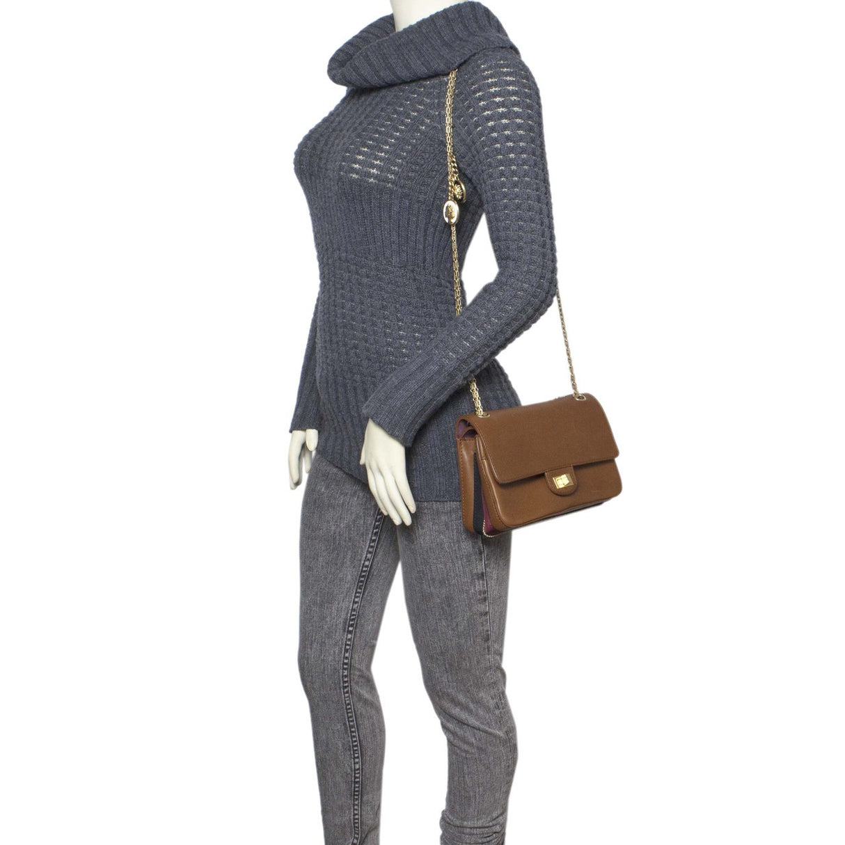 Chanel Brown Smooth Leather 2.55 Nude Bag Handbags Chanel