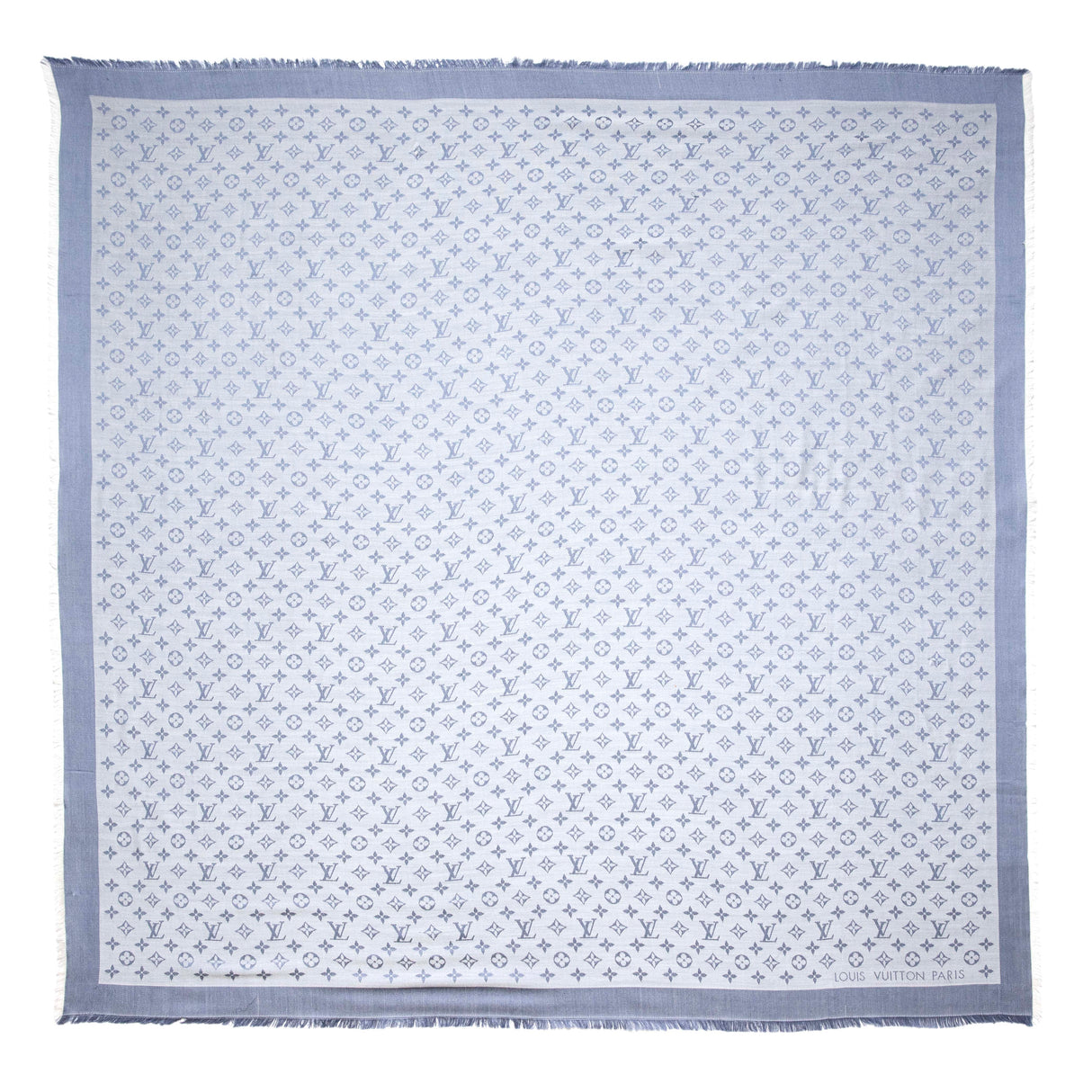 Louis Vuitton Blue Silk Wool Monogram Shawl Accessories Louis Vuitton