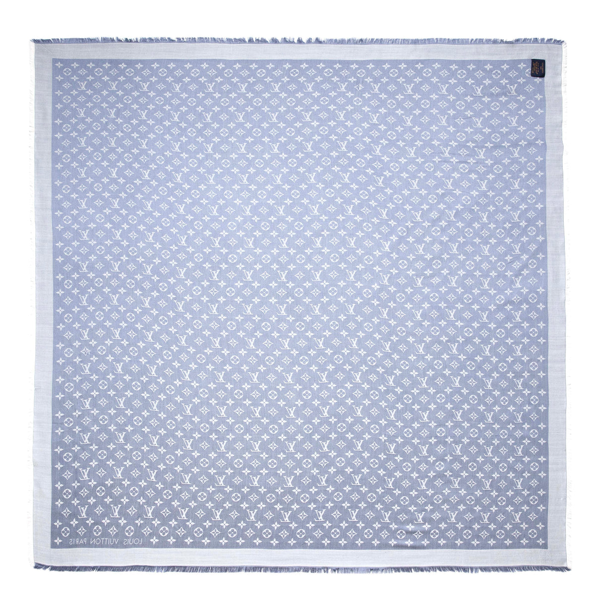Louis Vuitton Blue Silk Wool Monogram Shawl Accessories Louis Vuitton