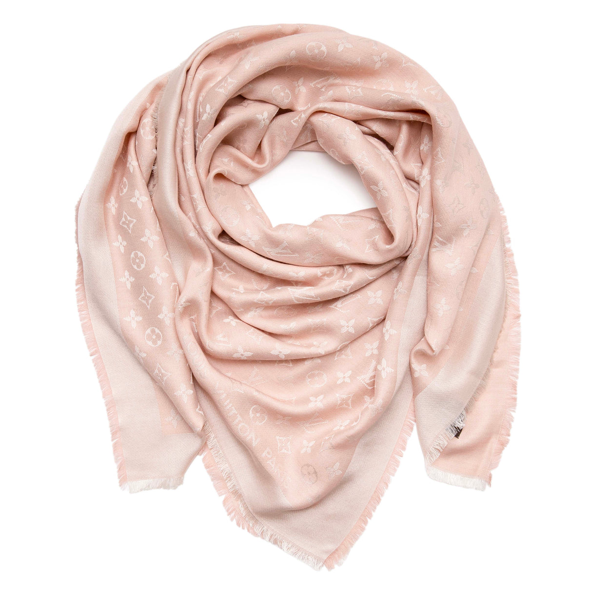 Louis Vuitton Pink Silk Wool Monogram Shawl Accessories Louis Vuitton