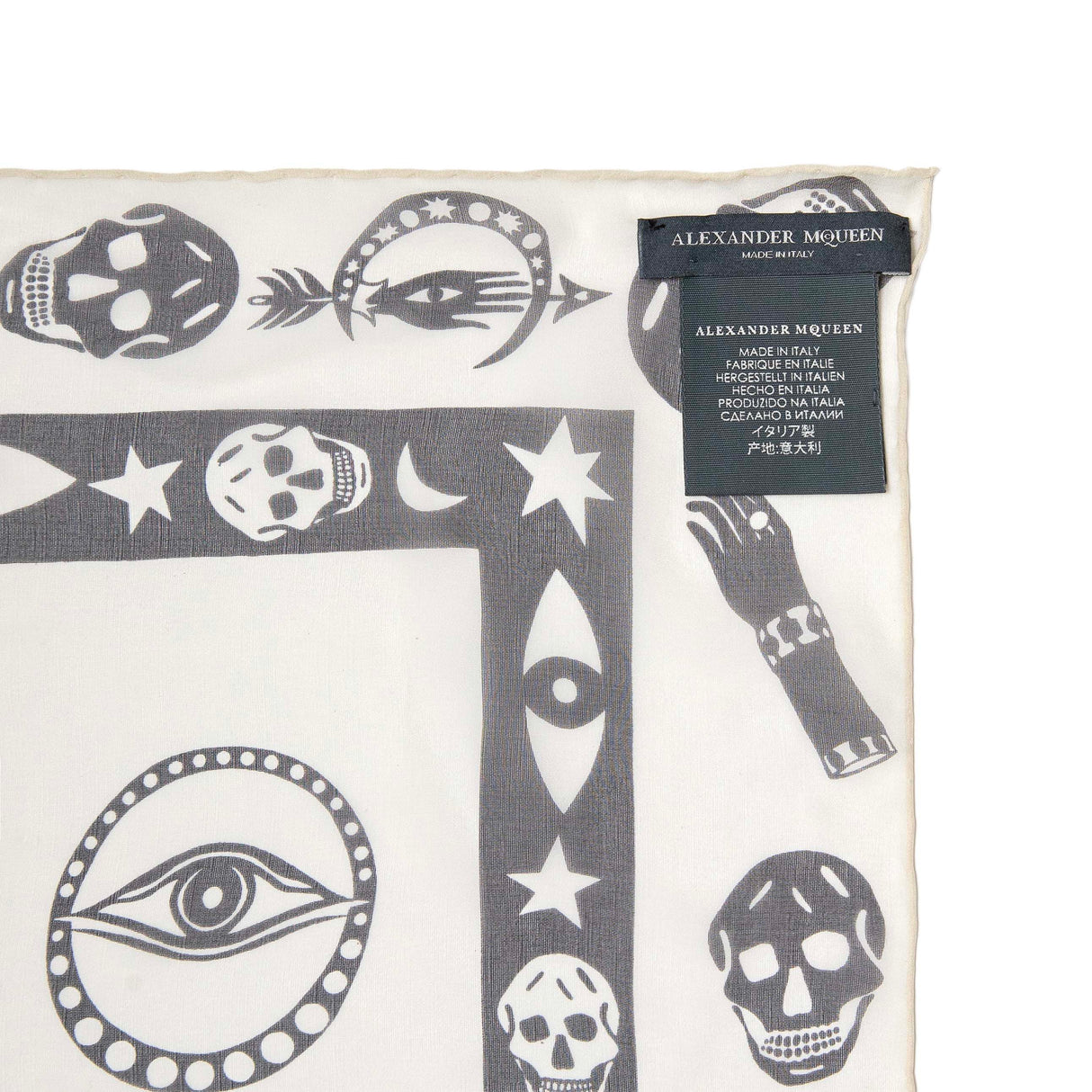 Alexander McQueen Ivory Black Silk Skull Scarf Accessories Alexander McQueen