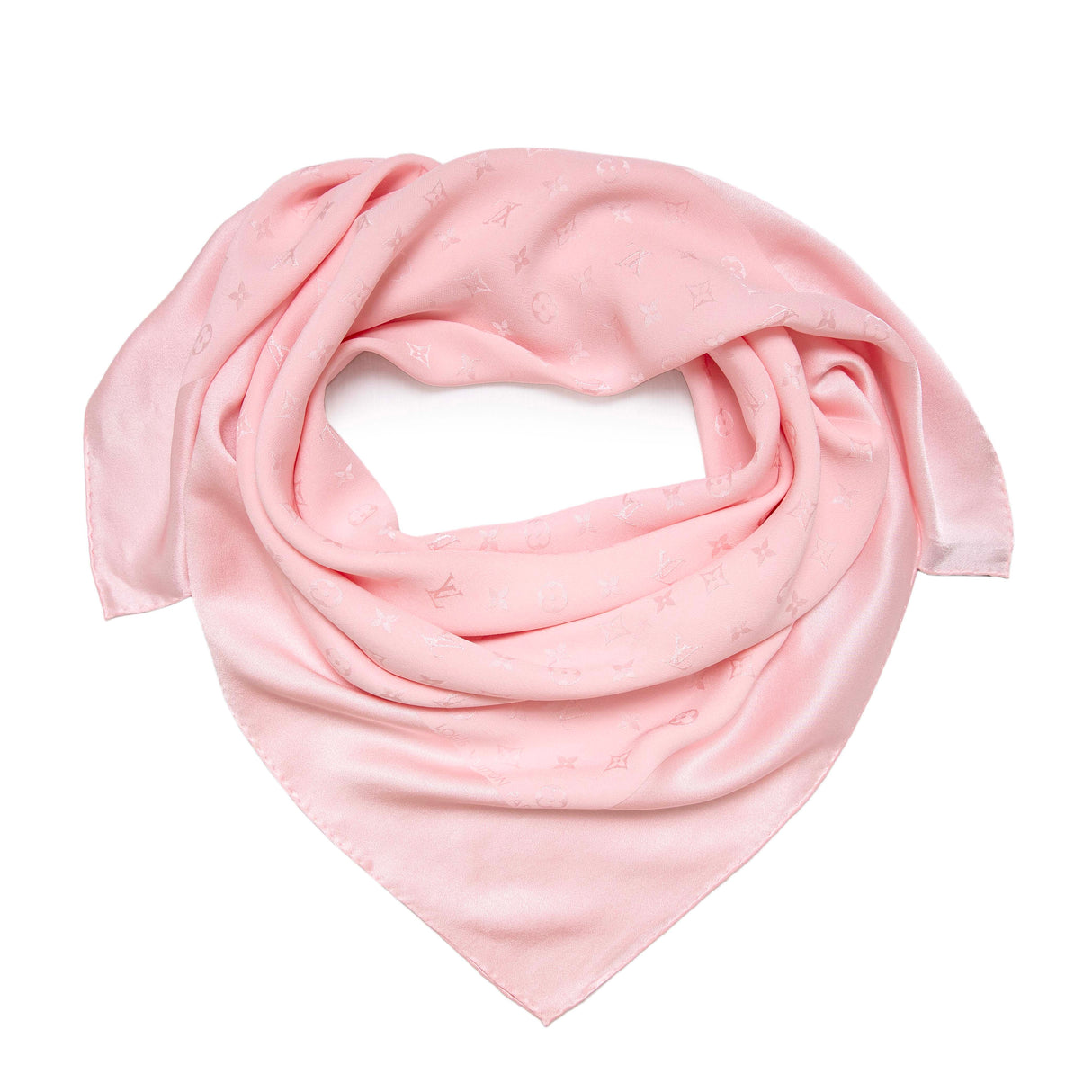 Louis Vuitton Pink Silk Monogram Square Scarf Accessories Louis Vuitton