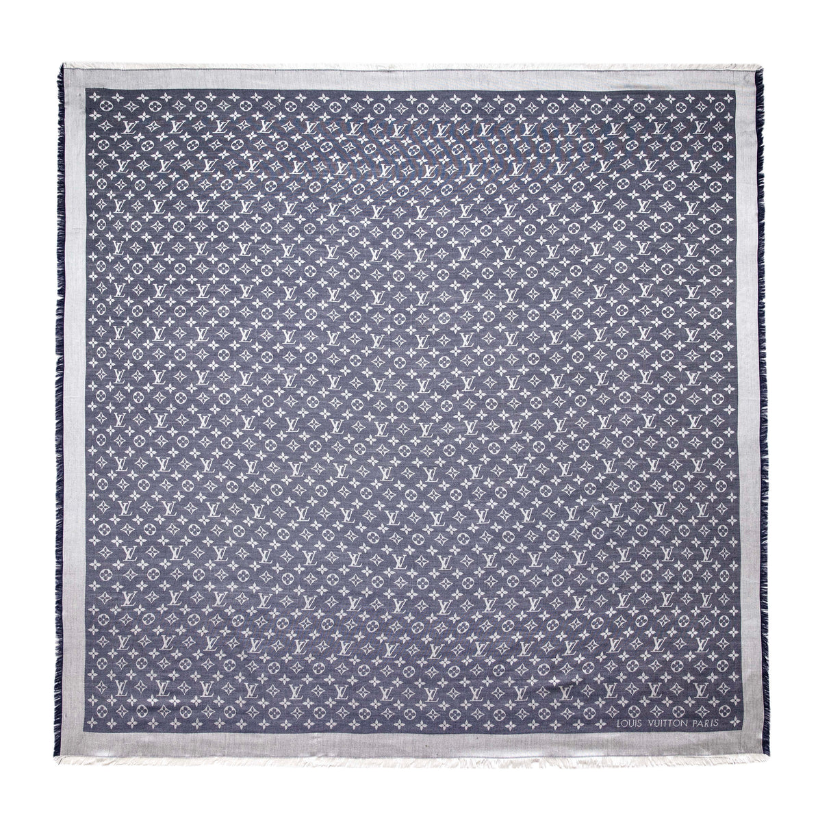 Louis Vuitton Blue Silk Wool Monogram Denim Shawl Accessories Louis Vuitton