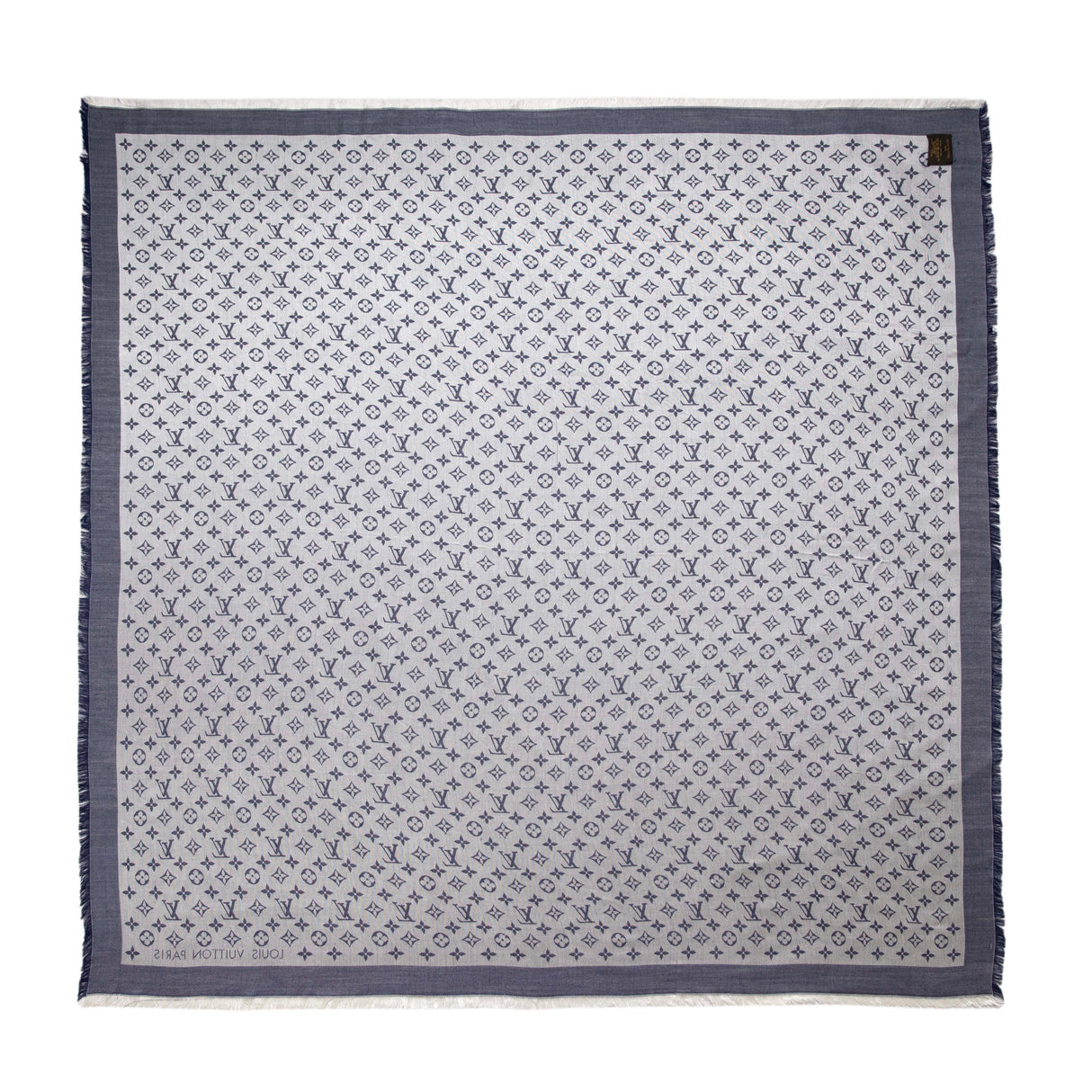 Louis Vuitton Blue Silk Wool Monogram Denim Shawl Accessories Louis Vuitton