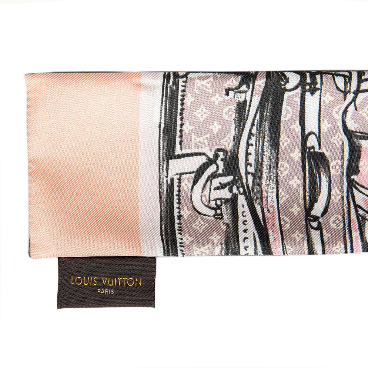 Louis Vuitton Rose Poudre Silk Monogram Trunks Bandeau Accessories Louis Vuitton