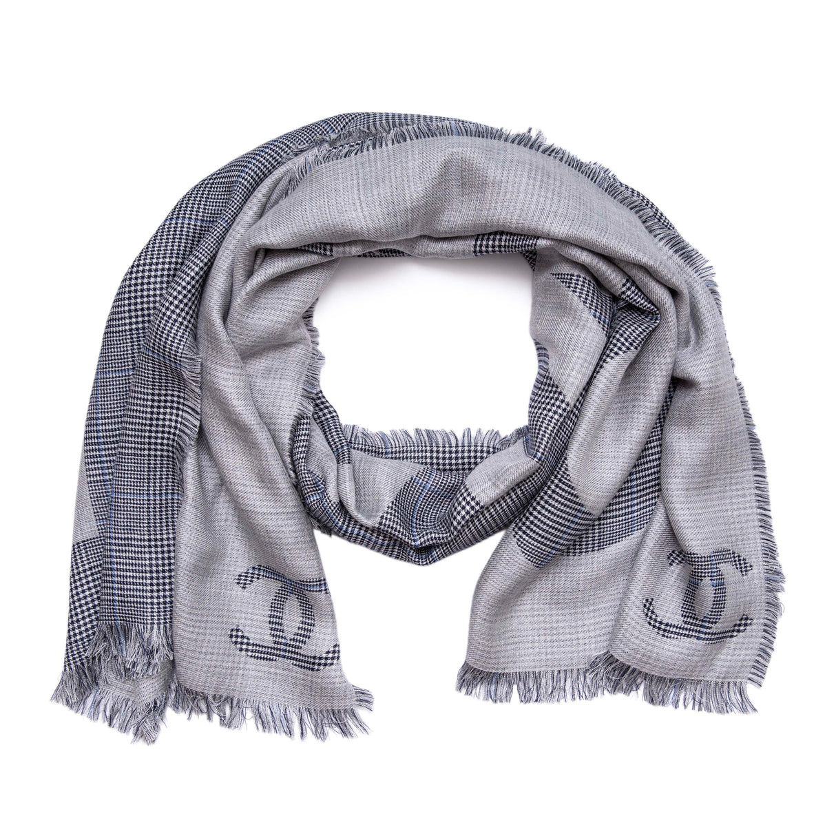 Chanel Silk Cashmere Houndstooth Scarf Accessories Chanel