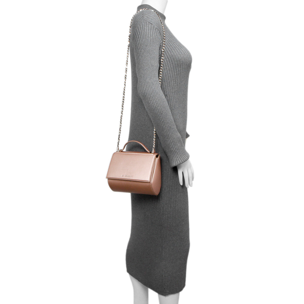 Givenchy Rose Gold Calfskin Mini Pandora Box Chain Crossbody Handbags Givenchy