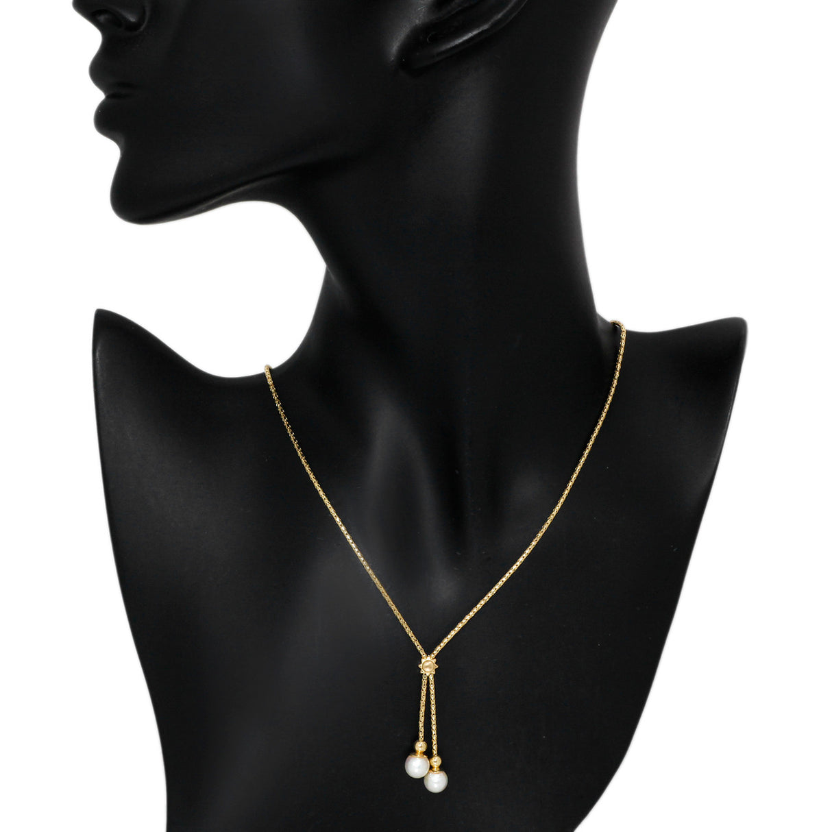 18K Yellow Gold Pearl Drop Pendant Necklace Modaselle