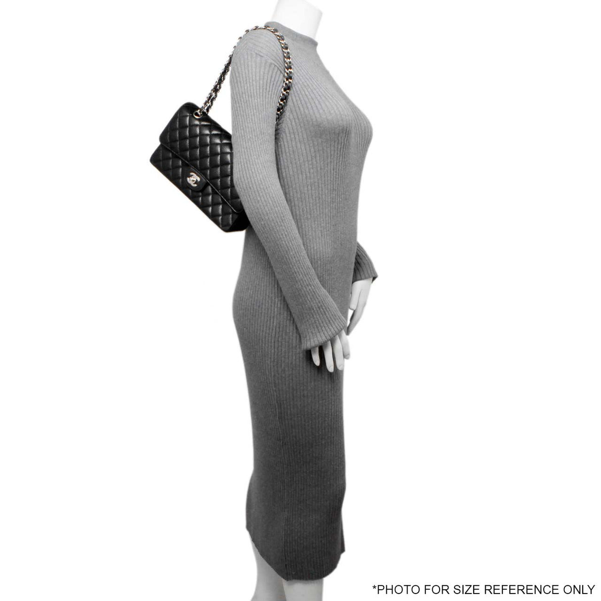 Chanel Black Quilted Caviar Medium Classic Double Flap Handbags Chanel