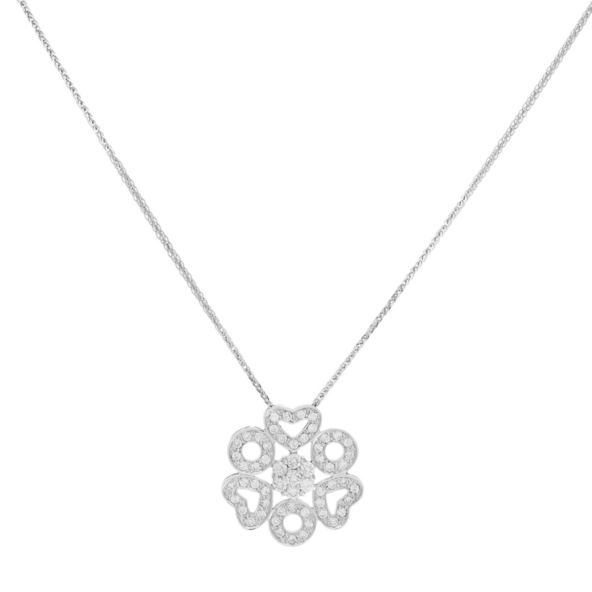 18K White Gold 1.17 Carat Diamond Hearts Pendant Fine Jewellery Modaselle