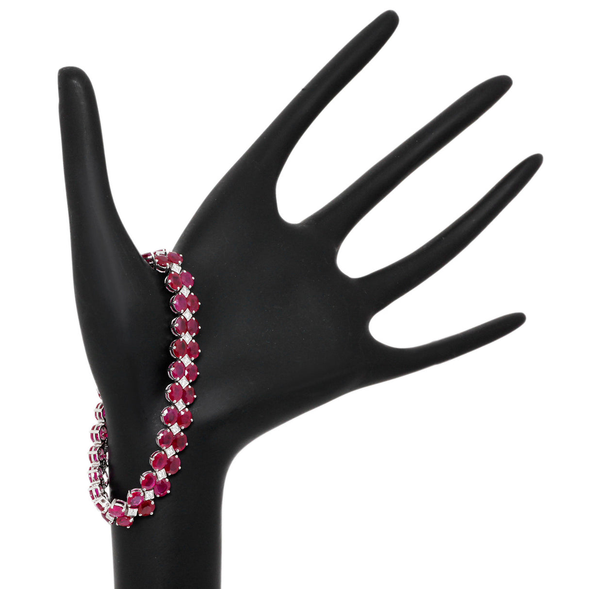 18K White Gold 27.00 Carat Ruby Diamond Bracelet Fine Jewellery Modaselle