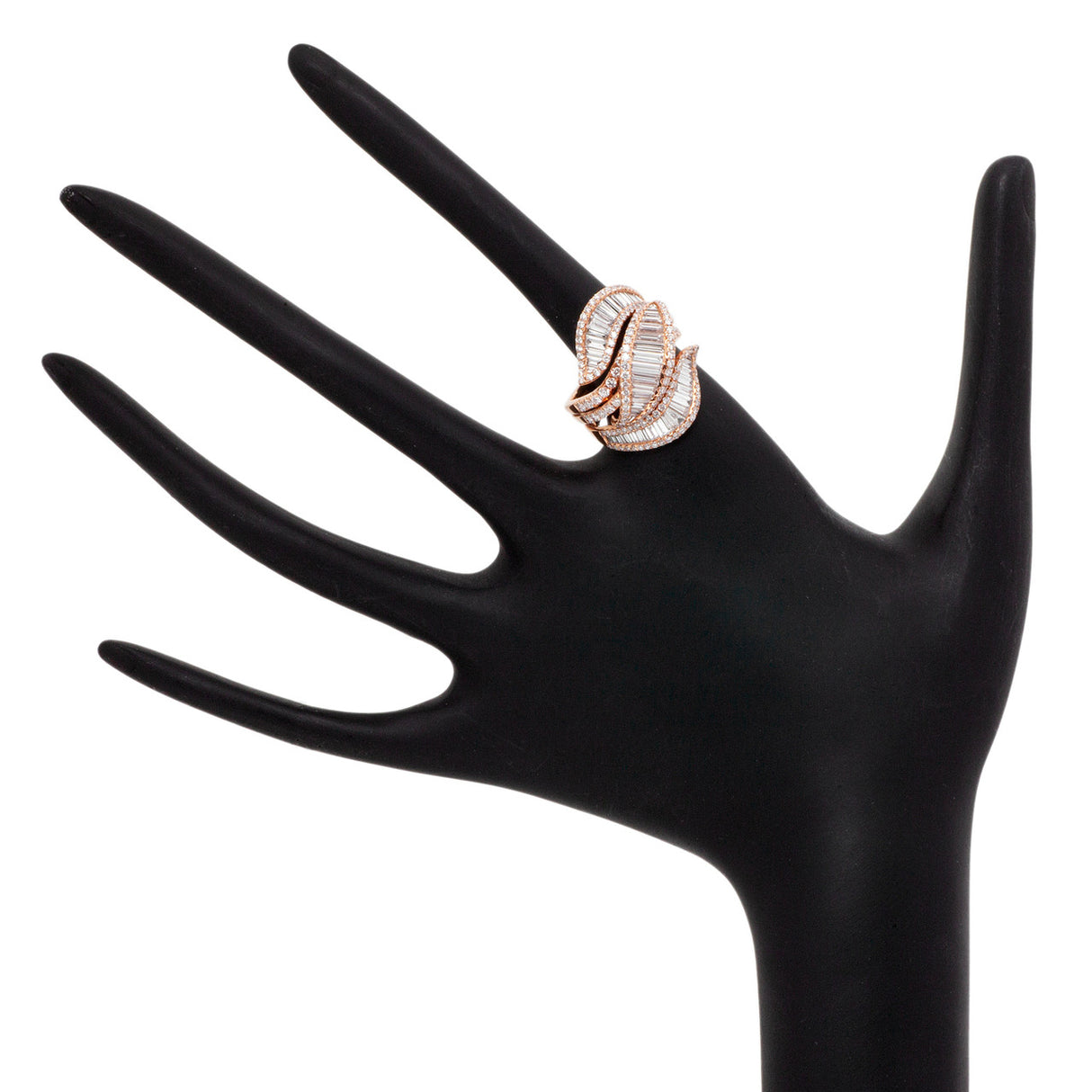 18K Rose Gold 3.35 Carat Baguette Diamond Ring Modaselle