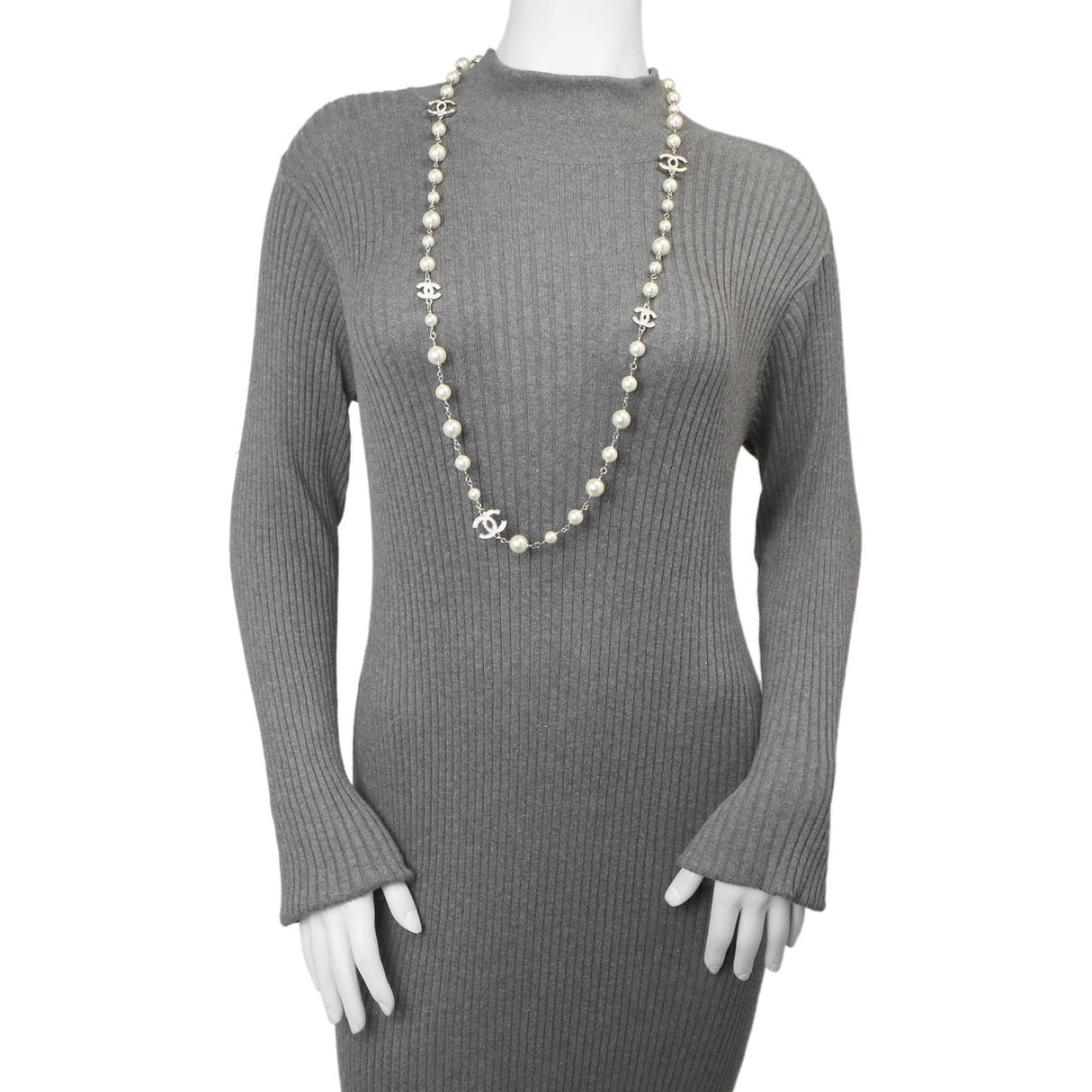 Chanel Pearl Crystal CC Long Necklace Designer Jewellery Chanel