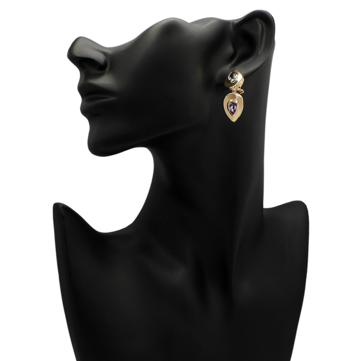 14K Yellow Gold Topaz Amethyst Earrings Fine Jewellery Modaselle