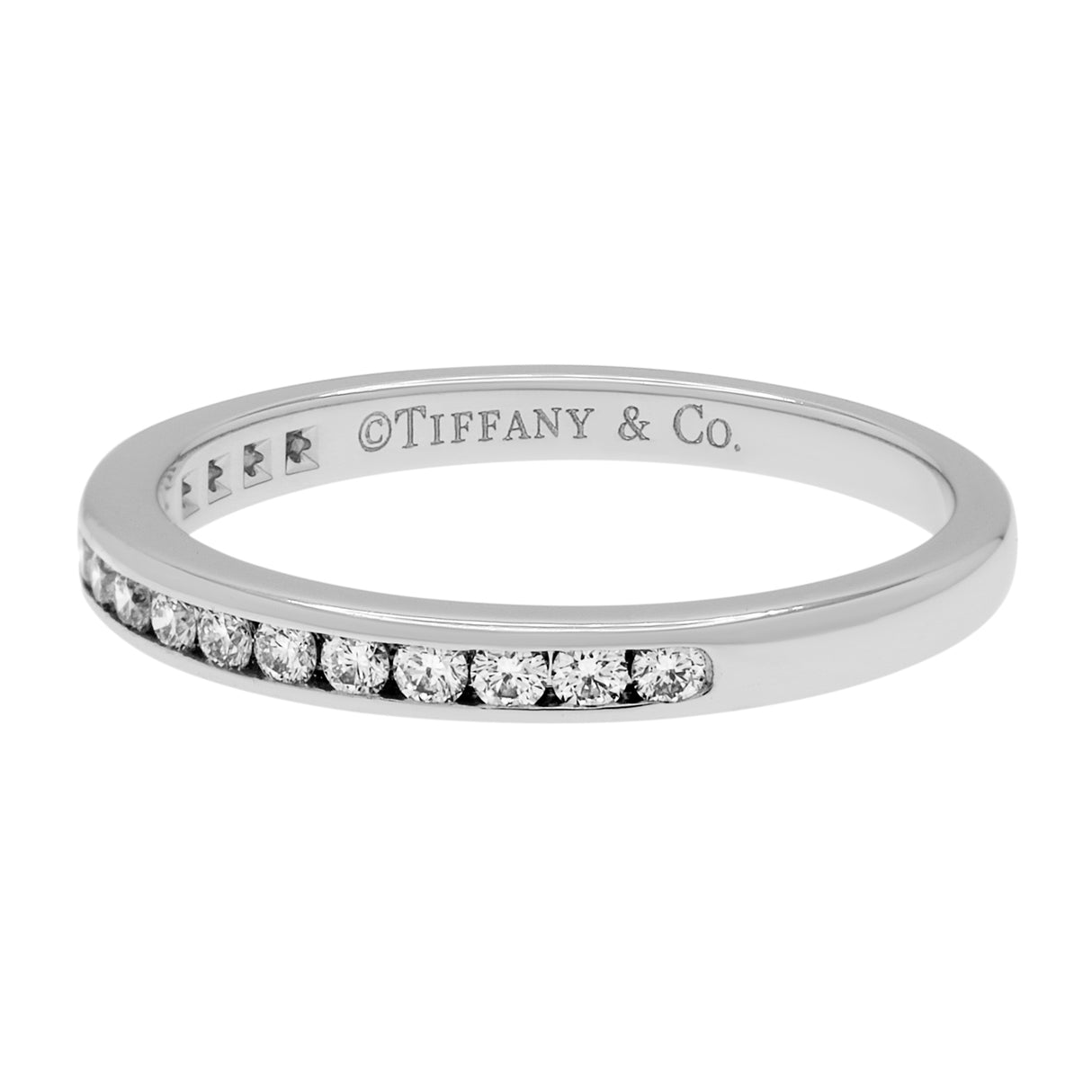 Tiffany & Co. Platinum Diamond 2mm Half Circle Wedding Band Designer Jewellery Tiffany and Co