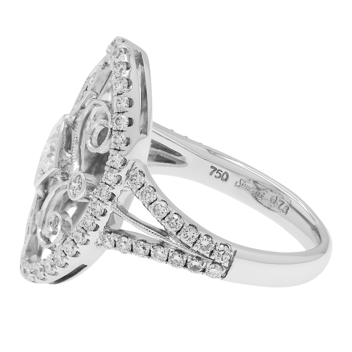 18K White Gold 0.74 Carat Diamond Ring Fine Jewellery Modaselle