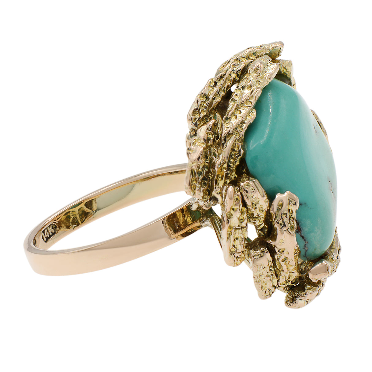 14K Yellow Gold Turquoise Ring Fine Jewellery Modaselle