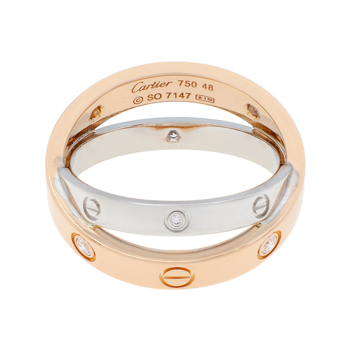 Cartier 18K Pink Gold White Gold 6 Diamond Love Ring Designer Jewellery Cartier
