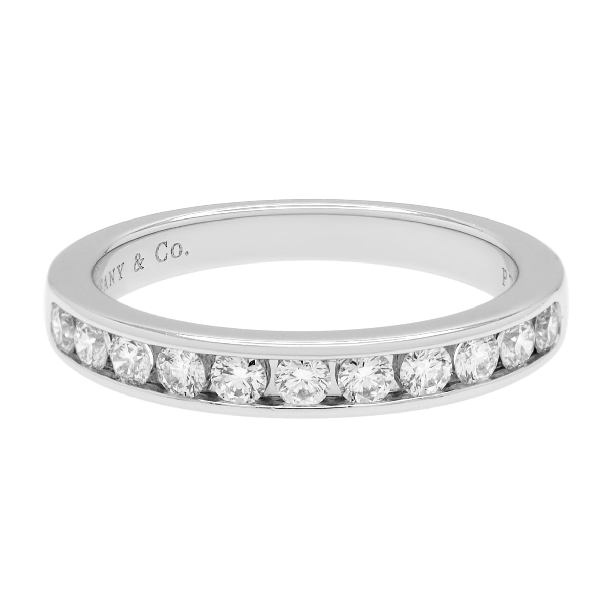 Tiffany & Co. Platinum Diamond 3mm Half Circle Wedding Band Designer Jewellery Tiffany and Co