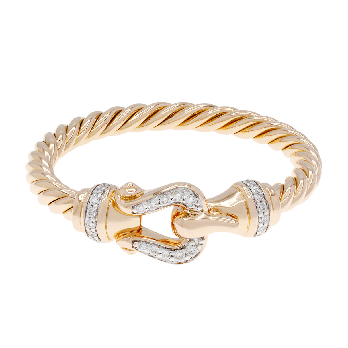 David Yurman 18K Rose Gold Diamond Petite Buckle Ring Designer Jewellery David Yurman