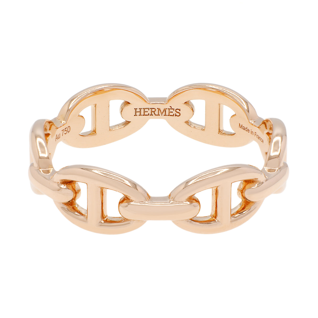 Hermes 18K Rose Gold PM Chaine d'Ancre Enchainee Ring Designer Jewellery Hermes