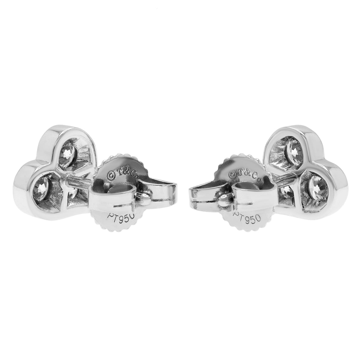 Tiffany & Co. 950 Platinum Diamond Heart Stud Earrings Designer Jewellery Tiffany and Co
